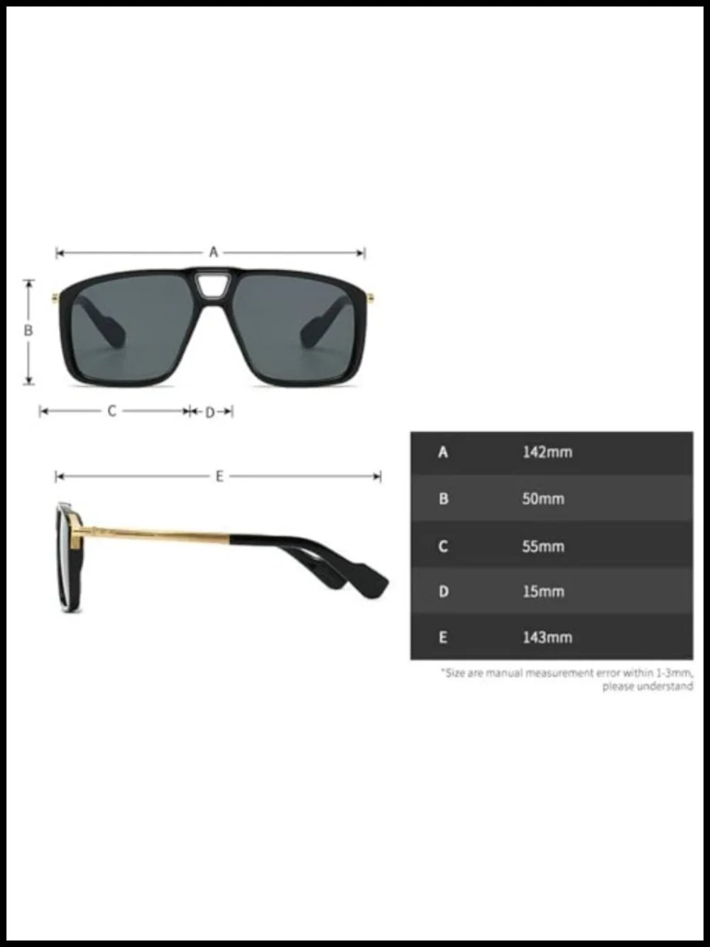 Retro Pilot Double Bridge Square Sunglasses UV400 Plastic